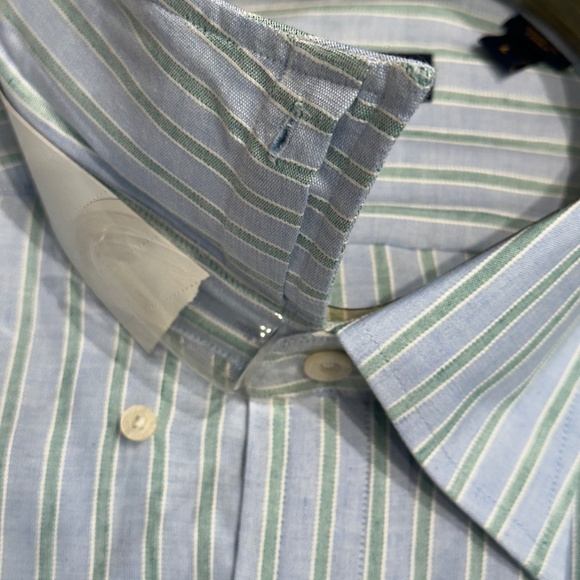 New Henry Jacobson, size Large, 100% cotton blue/sea foam woven sport shirt - Picture 3 of 4